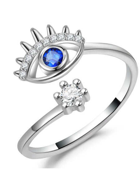 Sparkling Geometric Evil Eye Ring