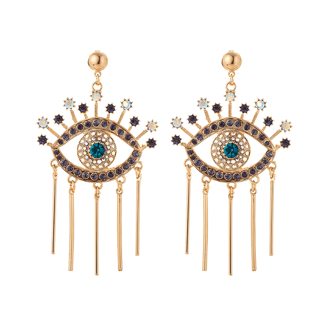 Glam Up Your Style with Rhinestone Evil Eye Tassel Earrings