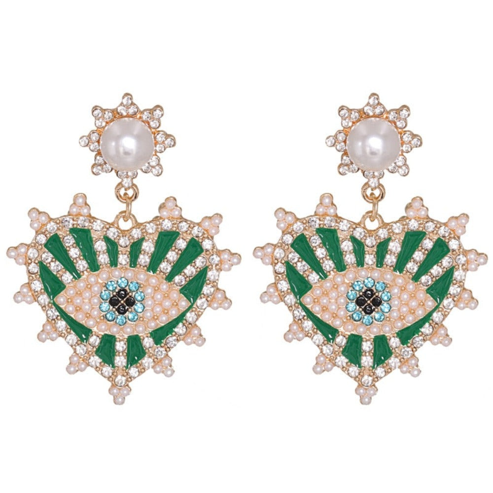 Heart-shaped statement earrings