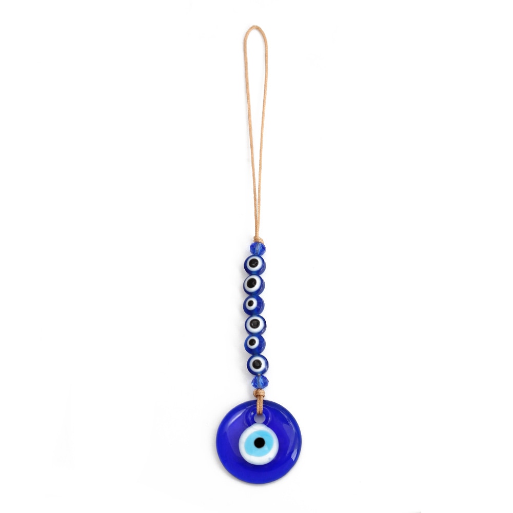 Chic Glass Evil Eye Beaded Pendant: Boho Elegance for Home & On-the-Go