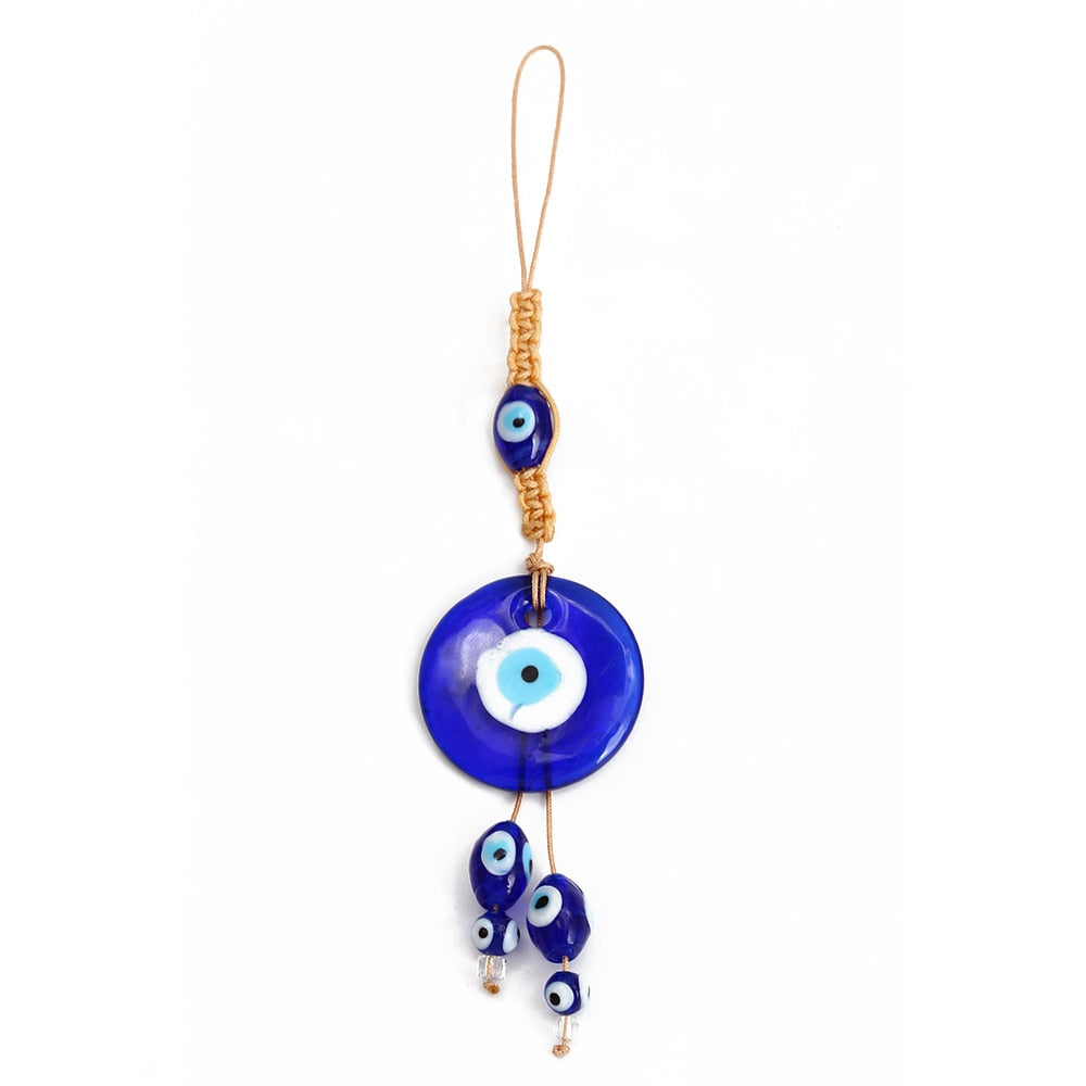 Chic Glass Evil Eye Beaded Pendant: Boho Elegance for Home & On-the-Go