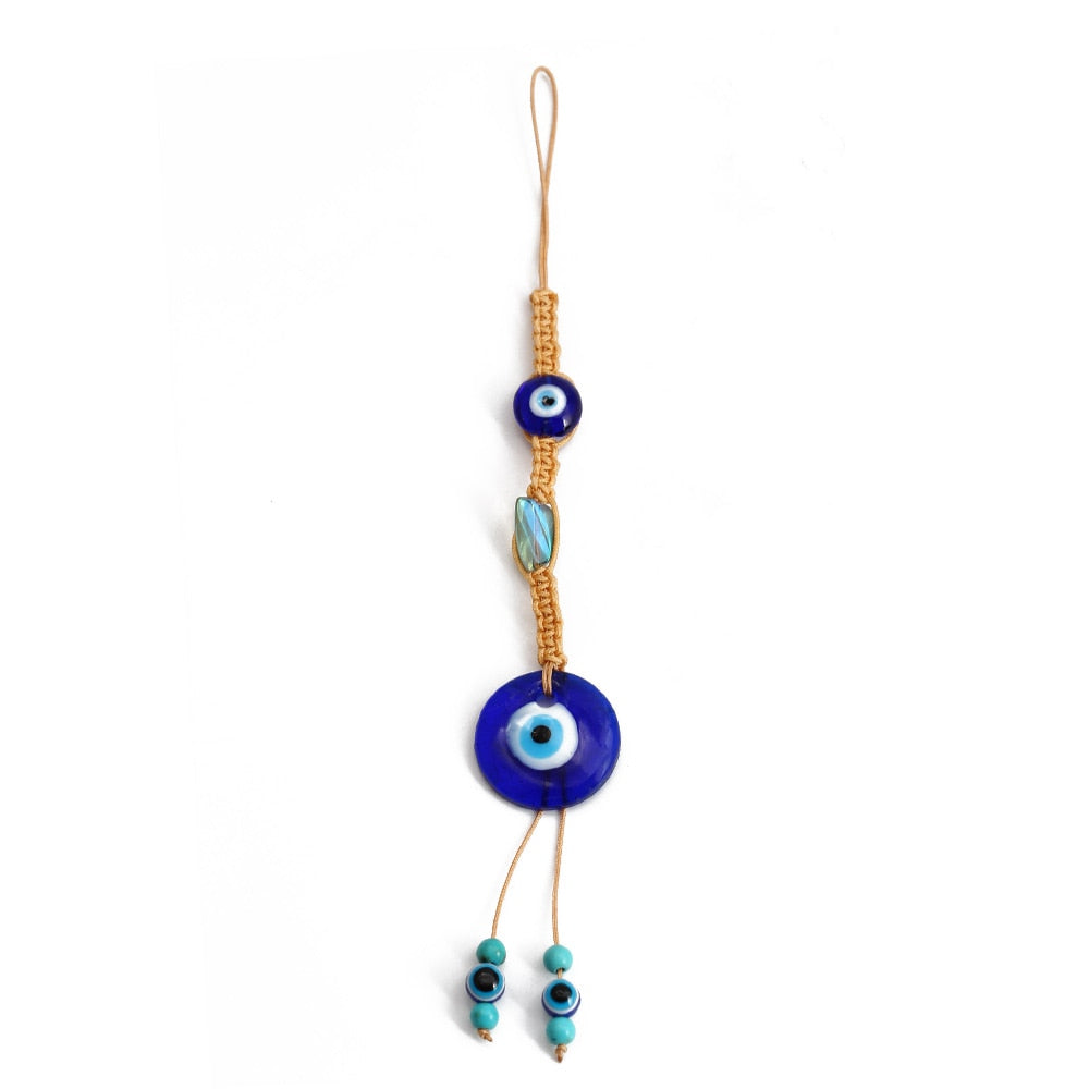 Chic Glass Evil Eye Beaded Pendant: Boho Elegance for Home & On-the-Go