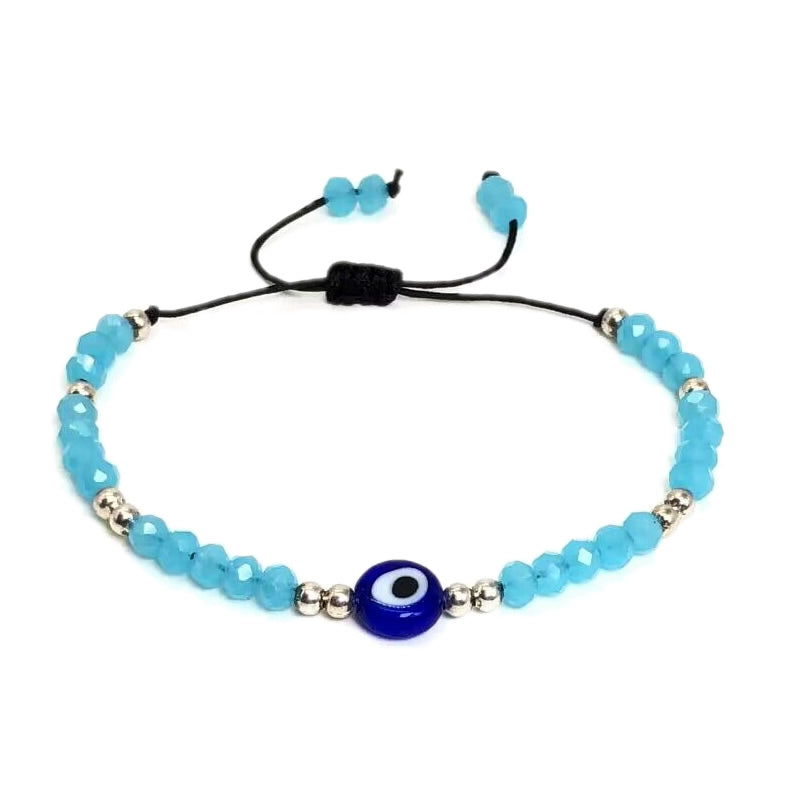 Exquisite Handmade Bracelet - Evil Eye Charm, Colorful Beads - Unisex Design Perfect for Parties, Gifting, and Special Occasions