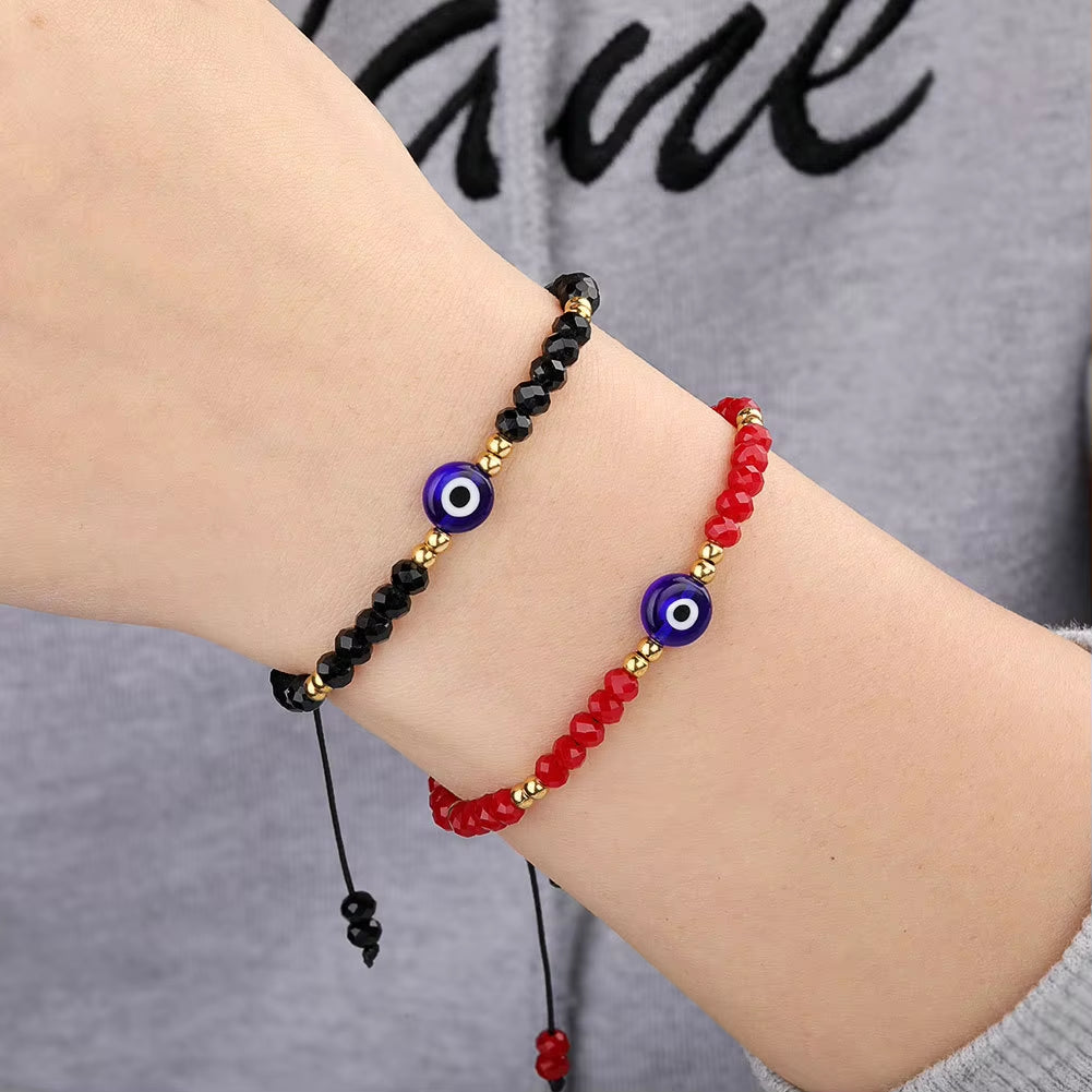 Exquisite Handmade Bracelet - Evil Eye Charm, Colorful Beads - Unisex Design Perfect for Parties, Gifting, and Special Occasions