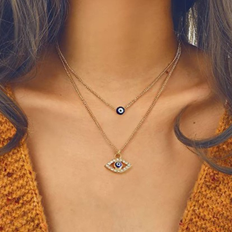 Mystical Turkish-Inspired Evil Eye and Hamsa Hand Zirconia Pendant Choker Necklace - Dainty, Lucky Charm Jewelry for Women and Girls