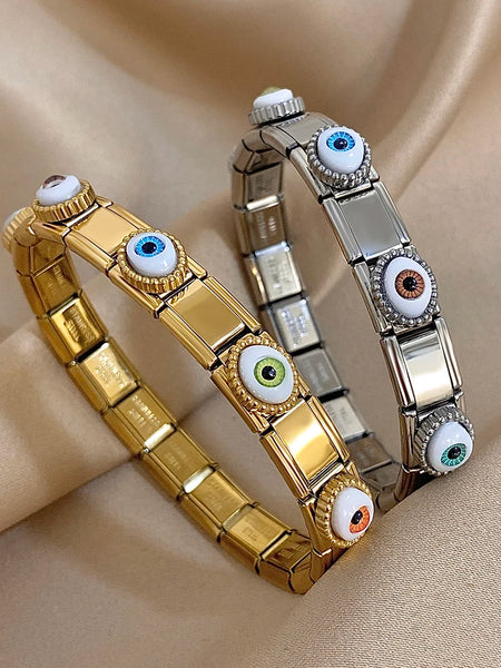 Evil Eye stainless steel cuff bracelet