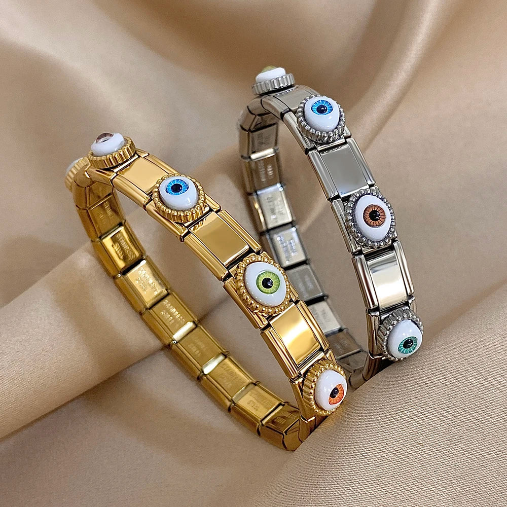 Evil Eye stainless steel cuff bracelet