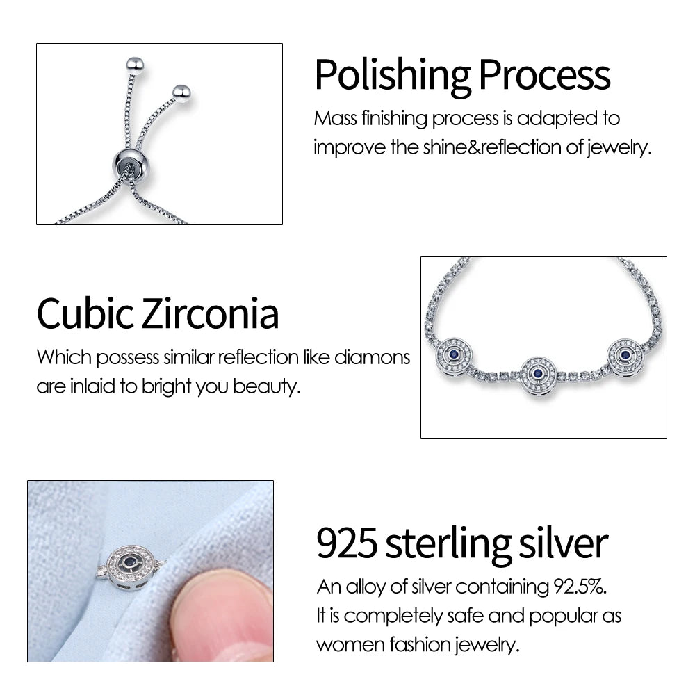 Evil Eye bracelet with cubic zirconia and 925 sterling silver details