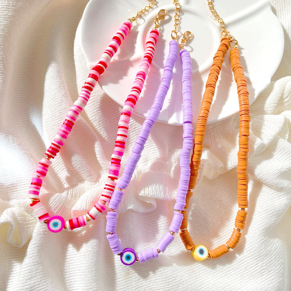 Exquisite Bohemian Turkish-Inspired Rainbow Clay Choker Necklace – Fashionable and Trendy Metal Geometric Jewelry for Women's Daily, Party and Beach Wear