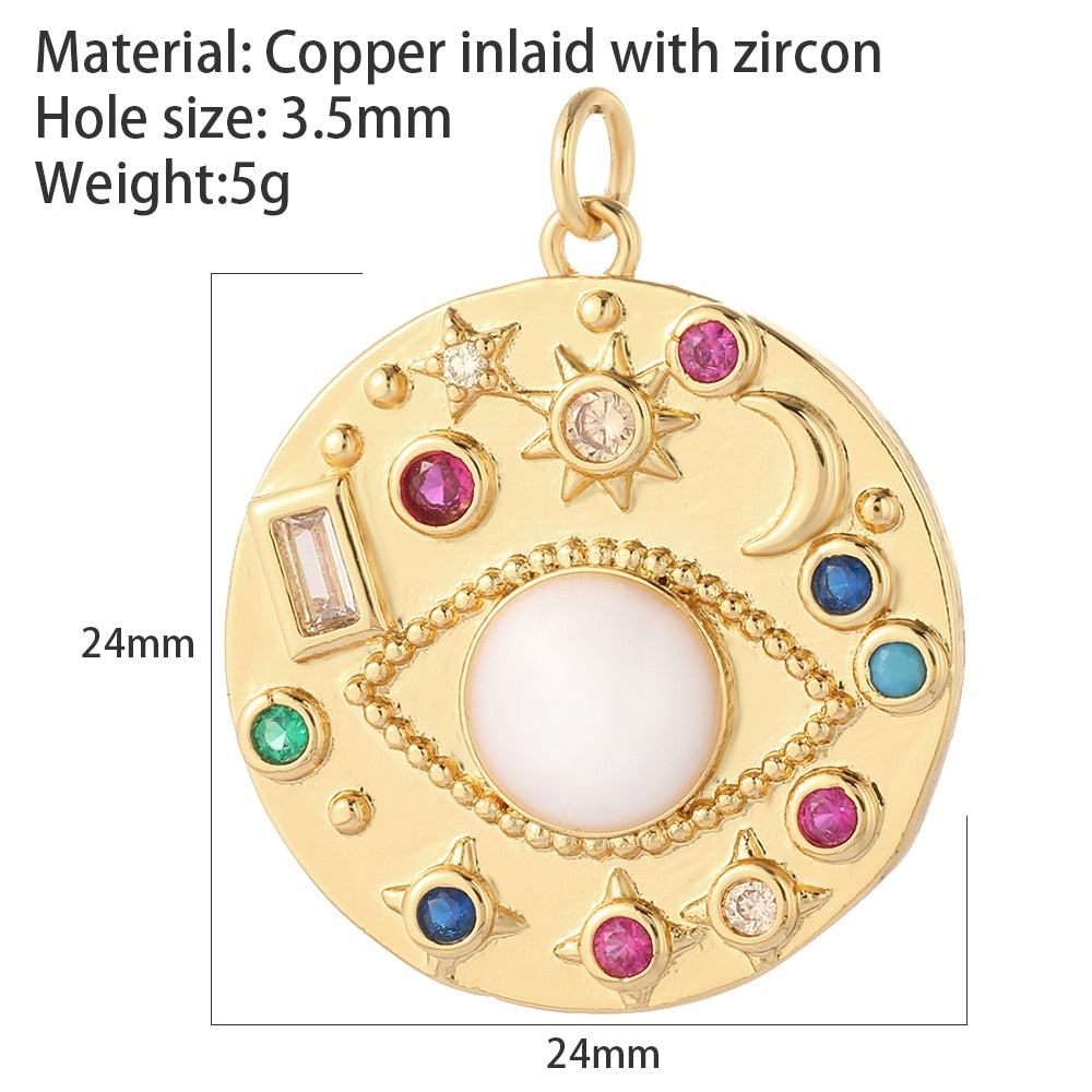 Evil Eye Designer Pendant Charm: Trendy Gold-Colored Jewelry Piece for Earrings, Necklaces, and Bracelets