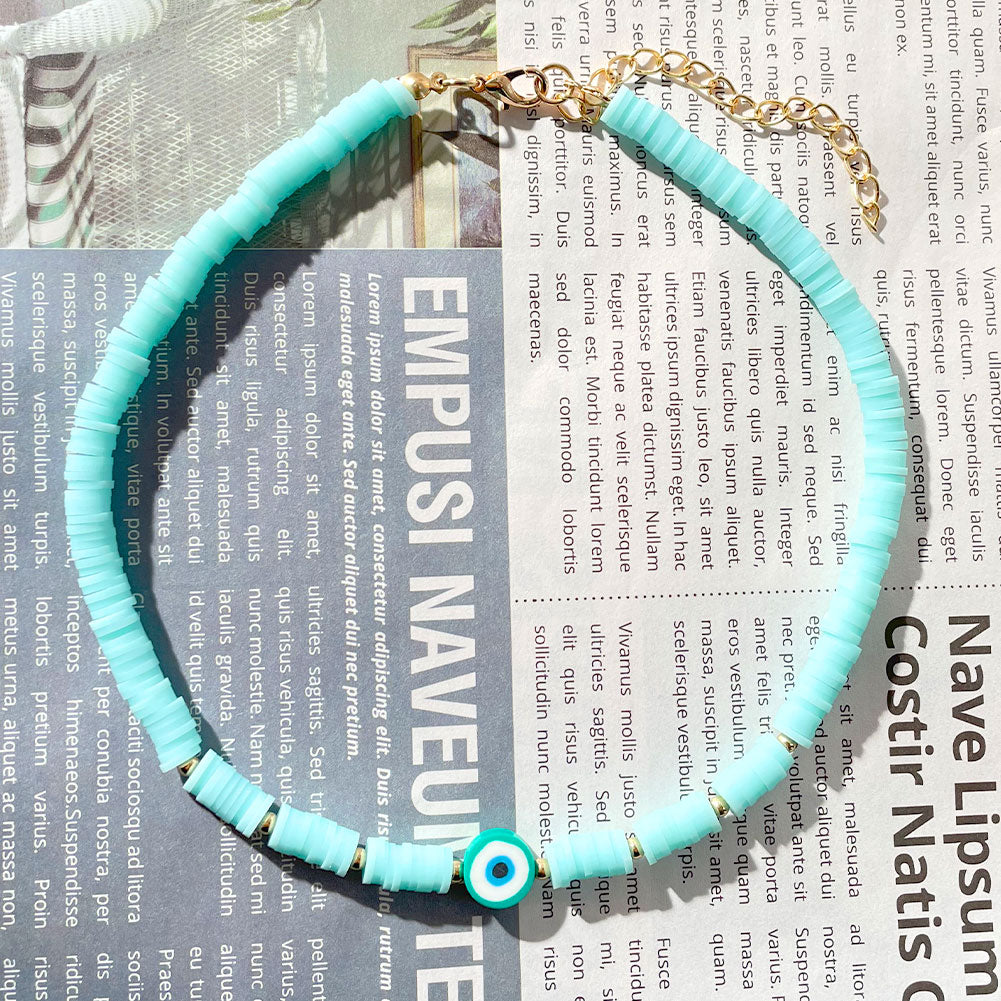 Exquisite Bohemian Turkish-Inspired Rainbow Clay Choker Necklace – Fashionable and Trendy Metal Geometric Jewelry for Women's Daily, Party and Beach Wear