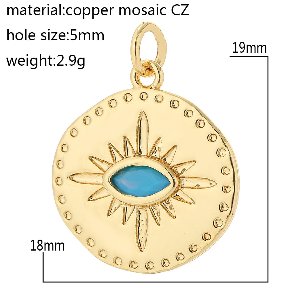 Evil Eye Designer Pendant Charm: Trendy Gold-Colored Jewelry Piece for Earrings, Necklaces, and Bracelets