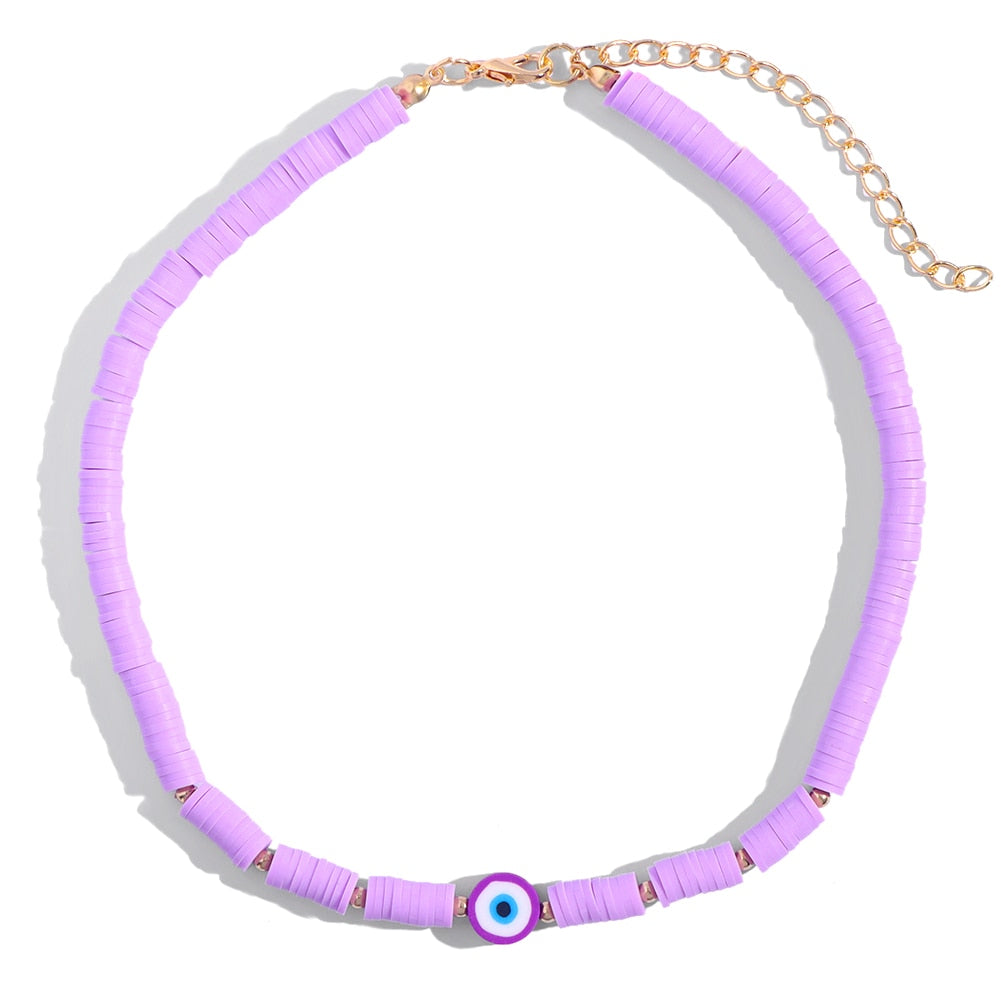 Exquisite Bohemian Turkish-Inspired Rainbow Clay Choker Necklace – Fashionable and Trendy Metal Geometric Jewelry for Women's Daily, Party and Beach Wear