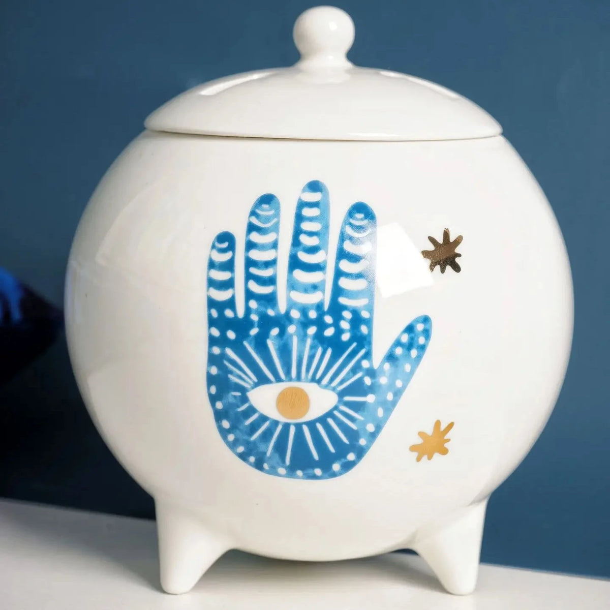 Blue Evil Eye Ceramic Jar