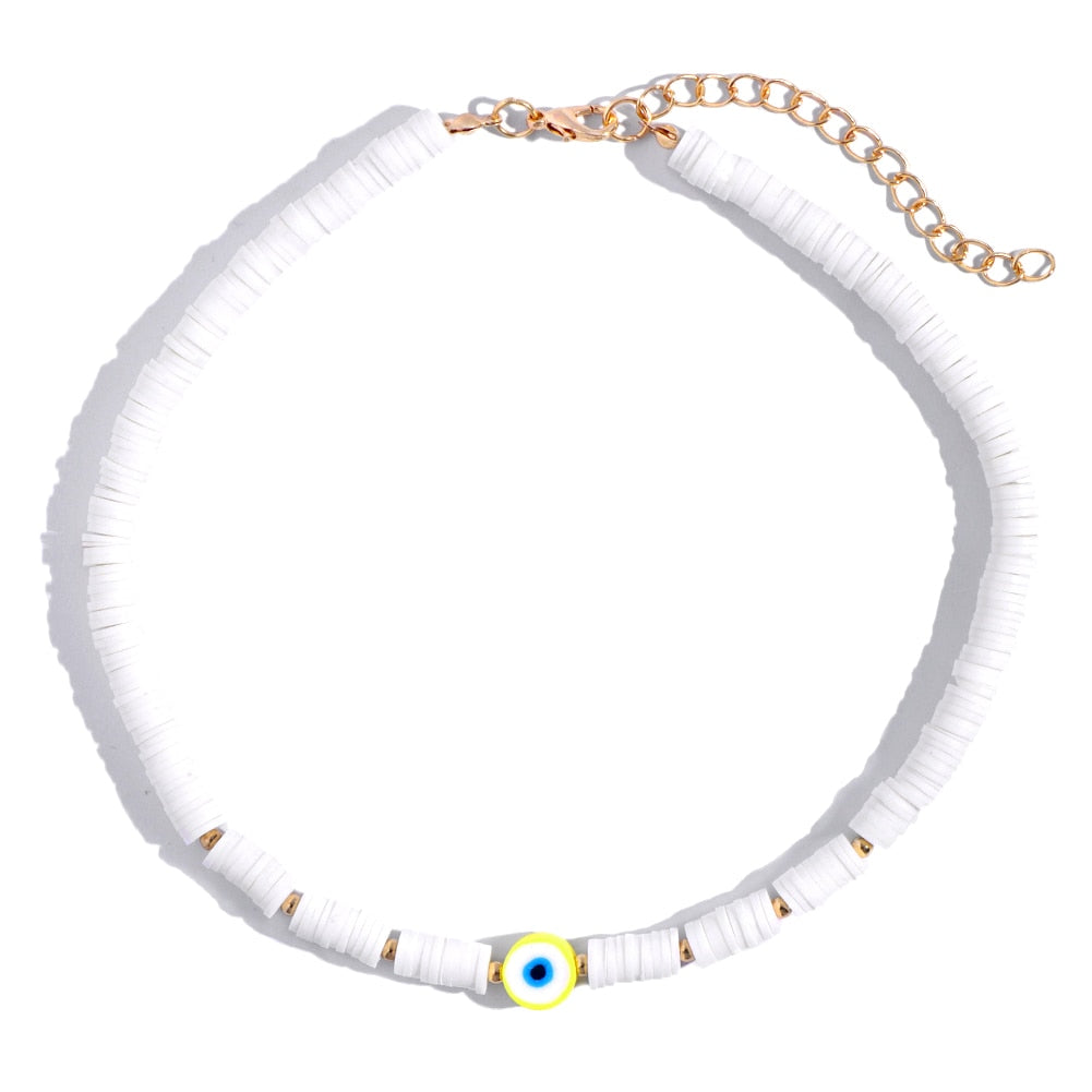 Exquisite Bohemian Turkish-Inspired Rainbow Clay Choker Necklace – Fashionable and Trendy Metal Geometric Jewelry for Women's Daily, Party and Beach Wear