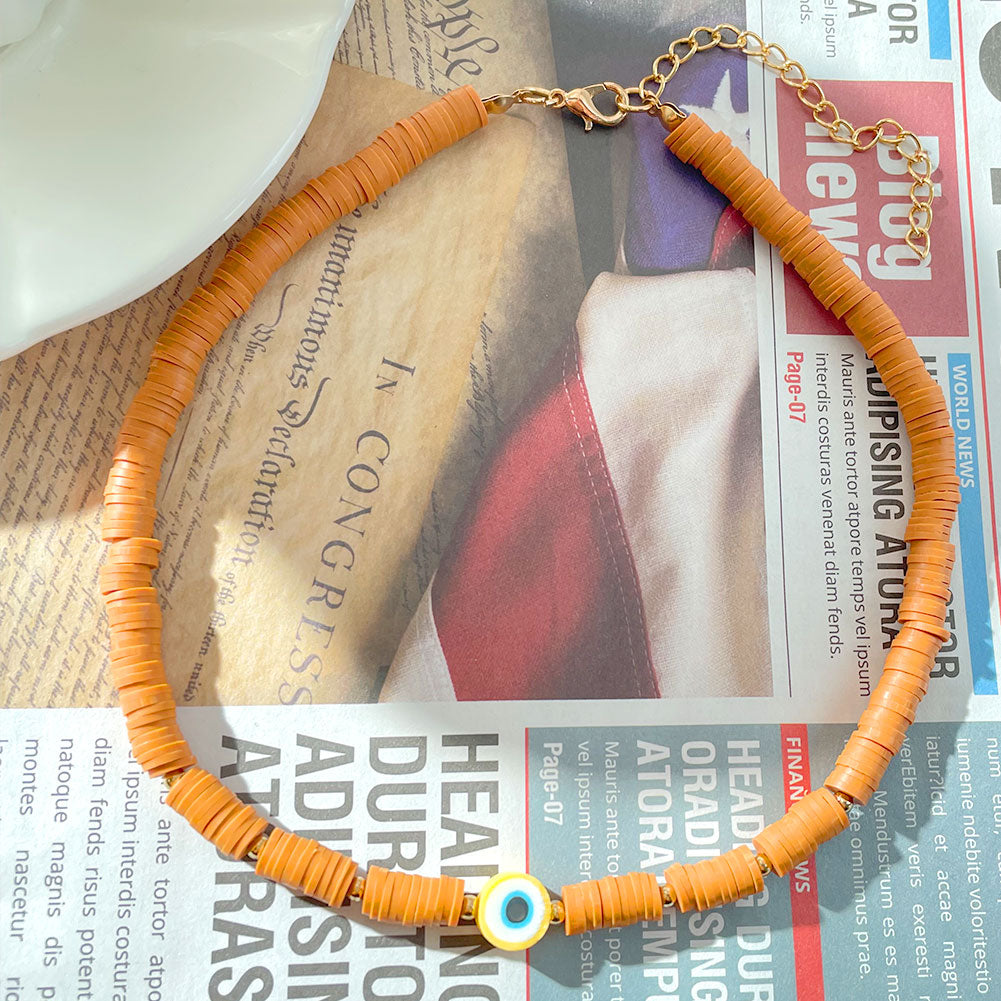 Exquisite Bohemian Turkish-Inspired Rainbow Clay Choker Necklace – Fashionable and Trendy Metal Geometric Jewelry for Women's Daily, Party and Beach Wear