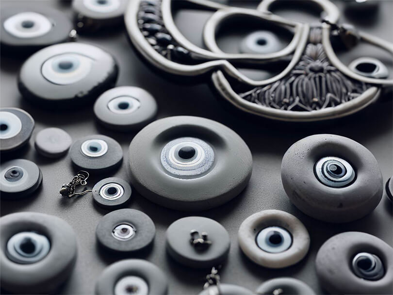 Various Grey Evil Eye Artifacts