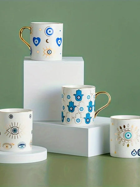 Ceramic coffee mug with Evil Eye