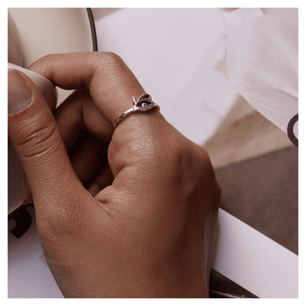 925 Real Silver Evil‘s Eye Simple Rings For Women Opening Rings Personalized Fine Jewelry Gift