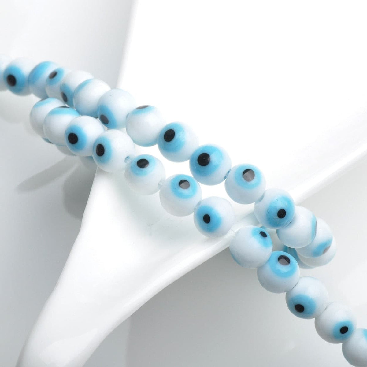 50PCS 6mm Round Evil Eye Pattern Millefiori Glass Beads Lot for DIY Jewelry Making Findings