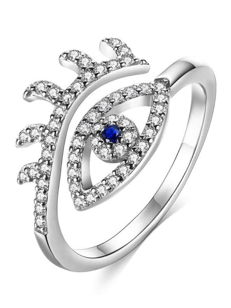 Evil Eye Rings 925 Sterling Silver Adjustable Crown Engagement Zircon Open Size Rings For Women Turkey Jewelry