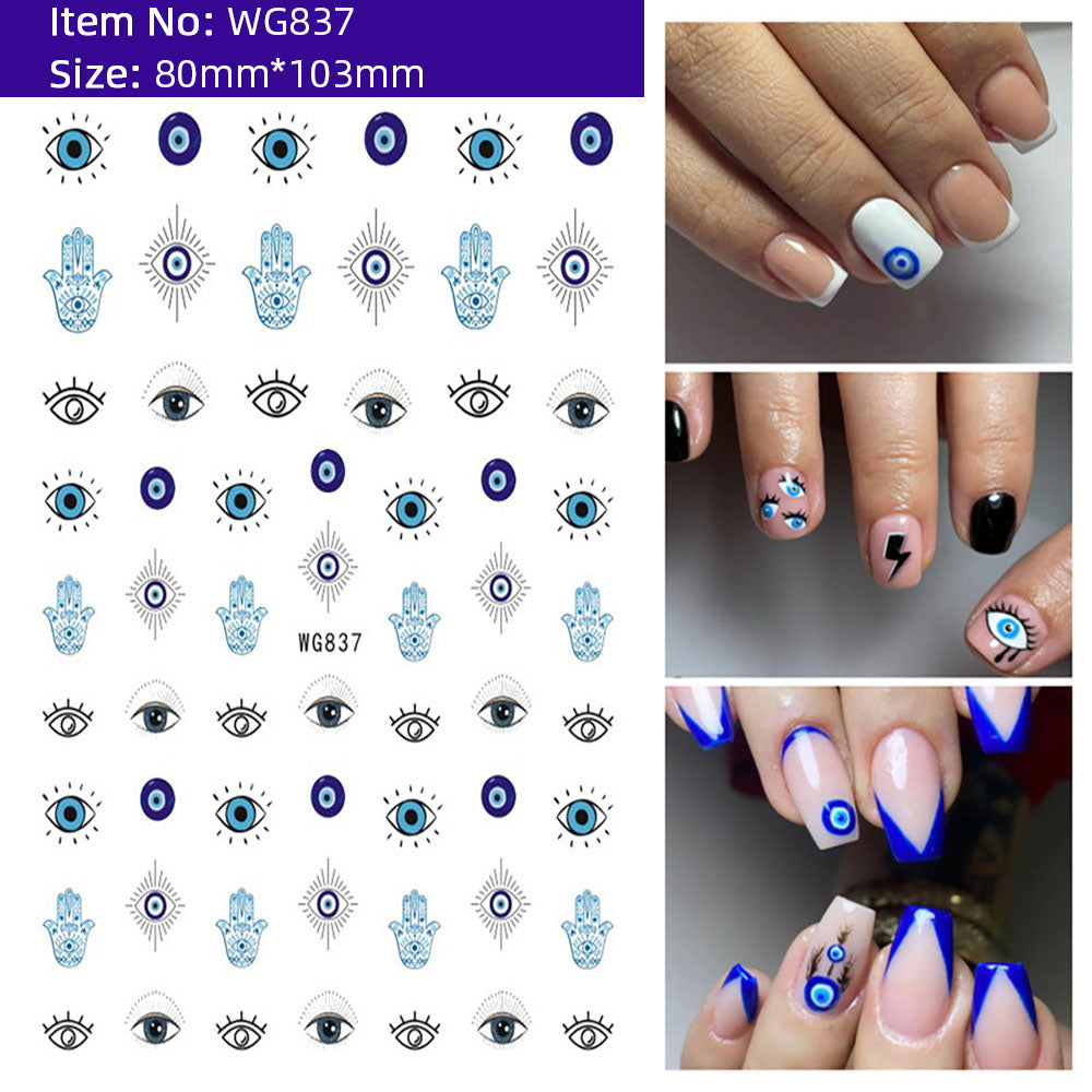 Unique Evil Eye Nail Art Design - Stylish & Eye-Catching Turkish Blue Evil Eye Nail Stickers