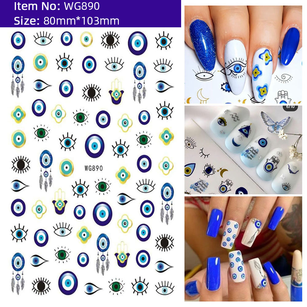 Unique Evil Eye Nail Art Design - Stylish & Eye-Catching Turkish Blue Evil Eye Nail Stickers