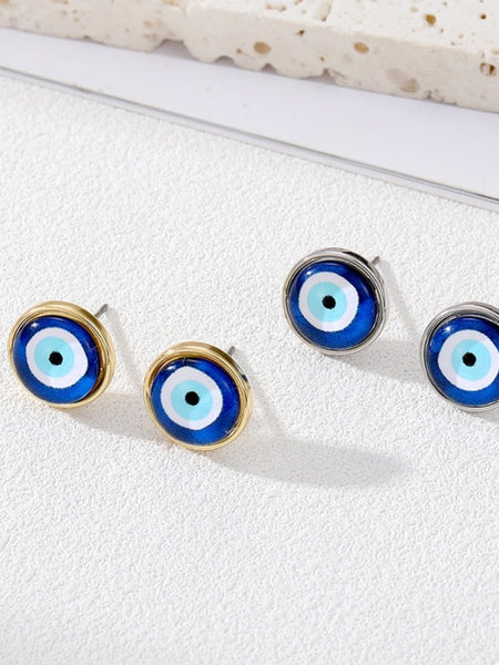 Blue Evil Eye Earrings