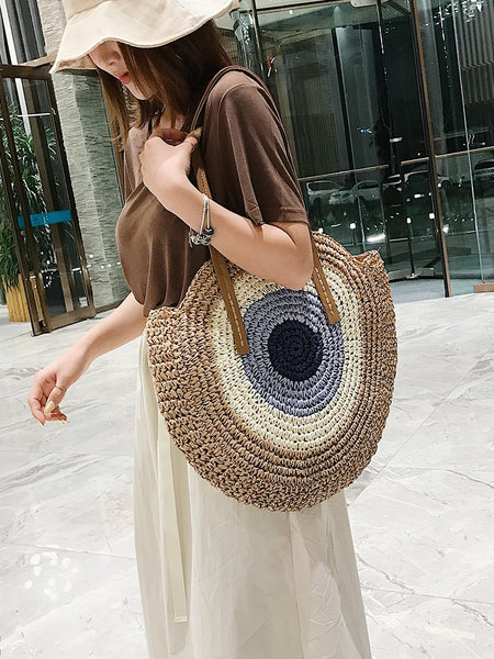 Evil Eye Straw Bag