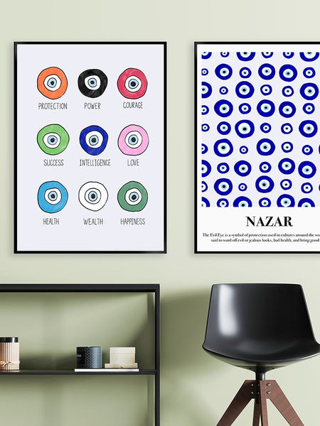 Abstract Blue Evil Eye Print