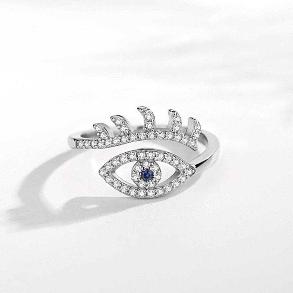 Evil Eye Rings 925 Sterling Silver Adjustable Crown Engagement Zircon Open Size Rings For Women Turkey Jewelry