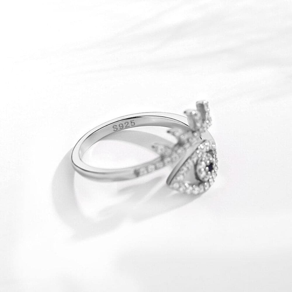 Evil Eye Rings 925 Sterling Silver Adjustable Crown Engagement Zircon Open Size Rings For Women Turkey Jewelry