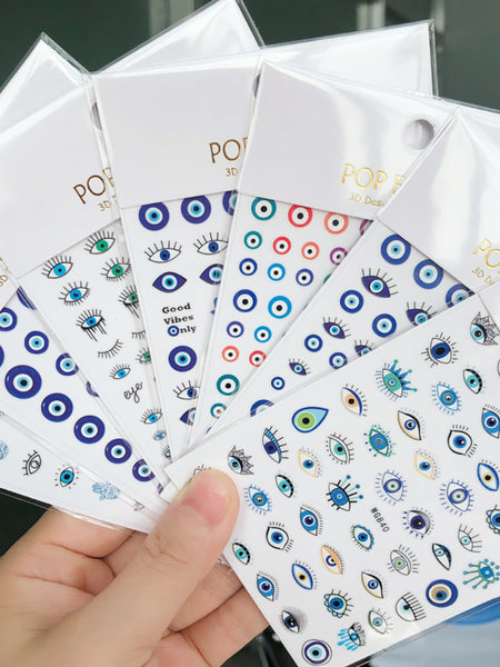 Unique Evil Eye Nail Art Design - Stylish & Eye-Catching Turkish Blue Evil Eye Nail Stickers