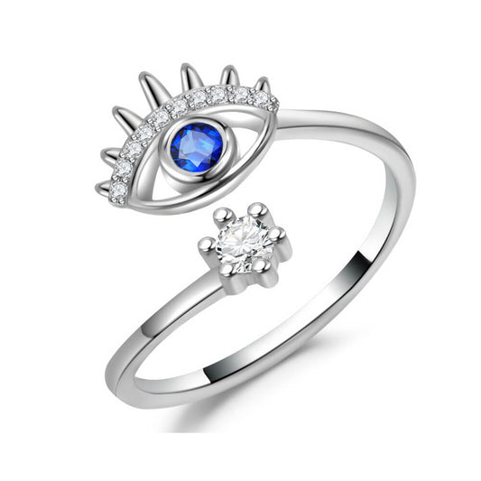 Sparkling Geometric Evil Eye Ring