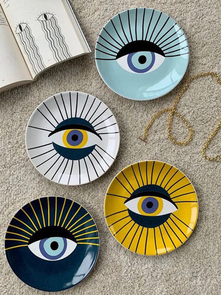 Handmade Evil Eye Ceramic Plates
