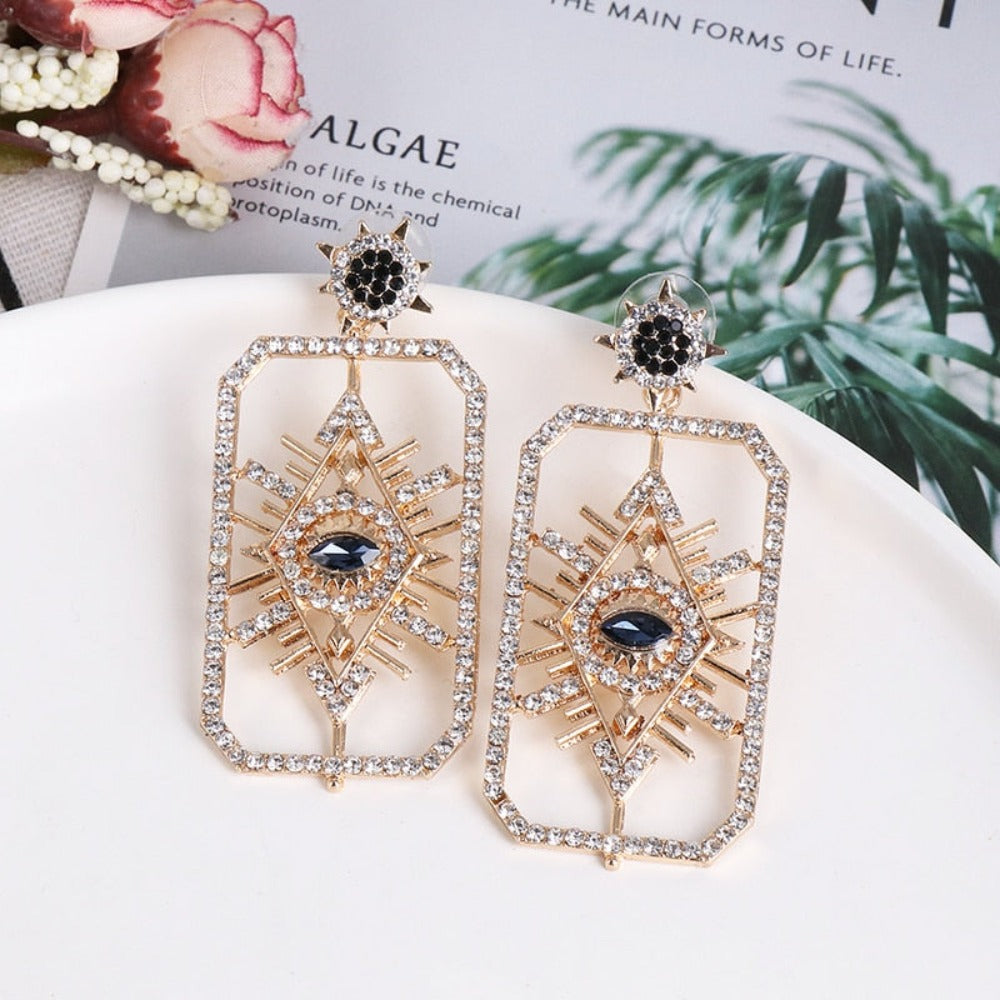 Crystal eye drop earrings