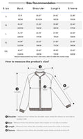 Hoodie size chart with garment measurements in centimeters and inches