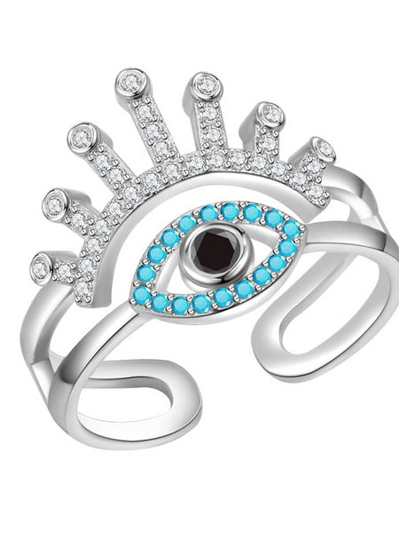Elegant Geometric Evil Eye Ring