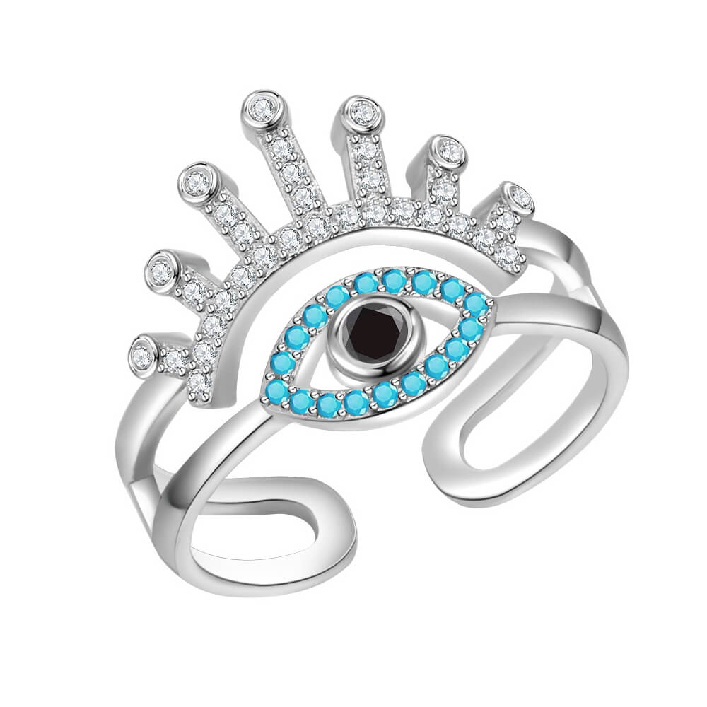 Elegant Geometric Evil Eye Ring