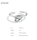 925 sterling silver adjustable evil eye ring with size, weight and material details