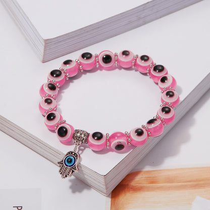 Unisex Trendy Handmade Bracelet - Evil Eye Design with Colored Beads - Ideal for Parties, Dating, Anniversaries