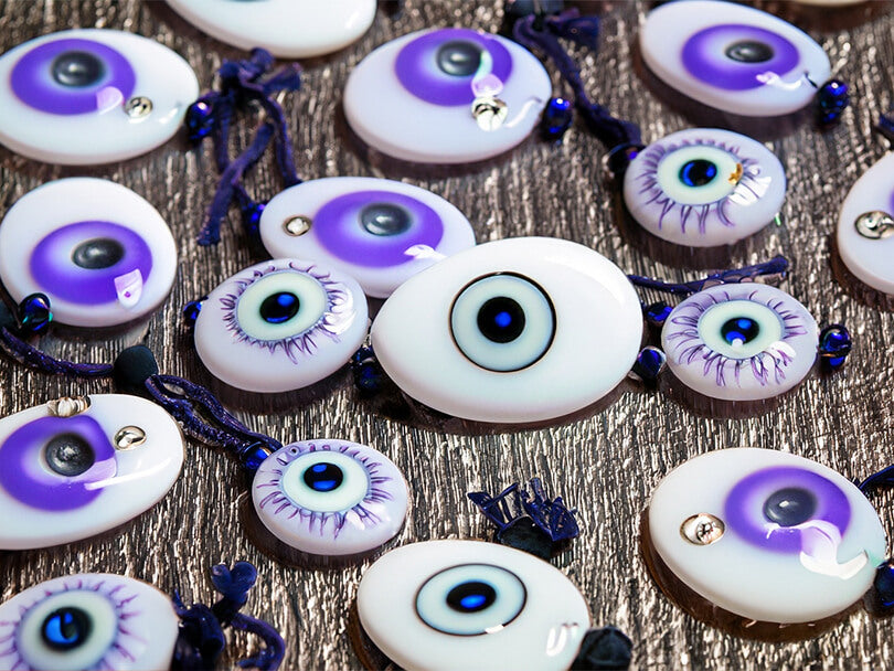 Array Of Evil Eye Amulets Highlighting The Lavender Evil Eye