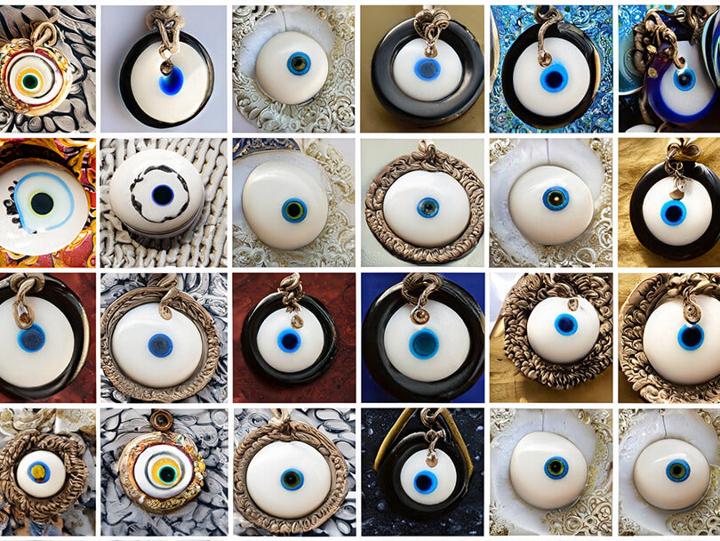 Assorted White Evil Eye Charms Displaying The Symbol S Cultural Diversity
