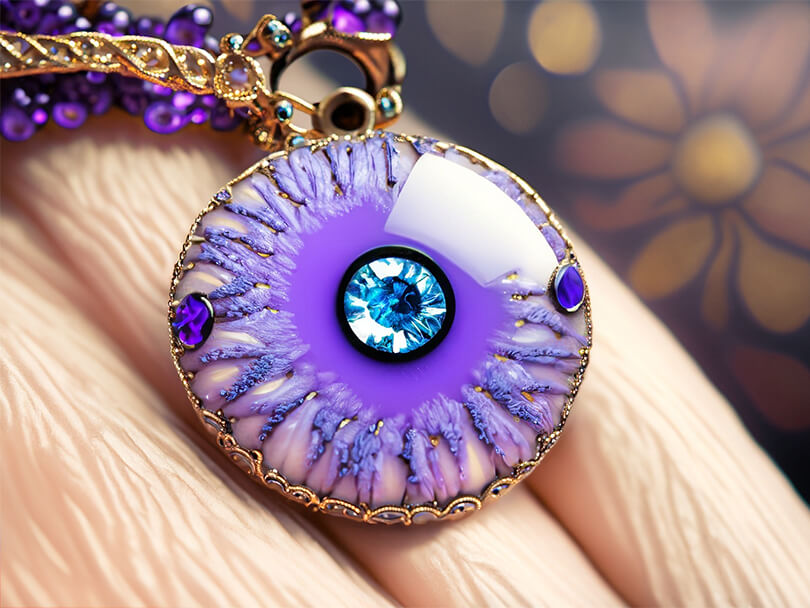 Close Up Shot Of Lavender Evil Eye Jewelry