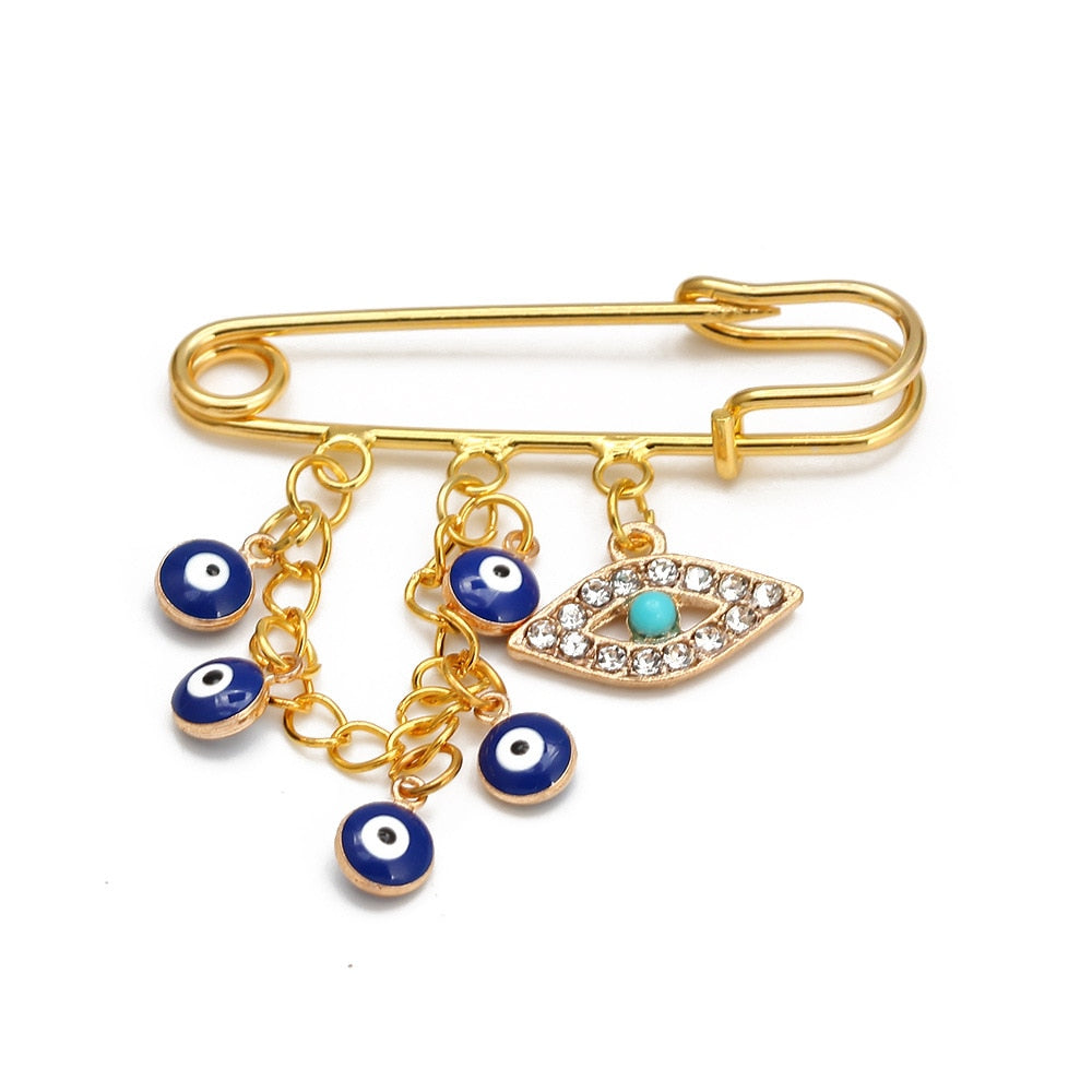 Elegant Geometric Turkish Evil Eye Brooches for Trendy Women - Gold and Silver Color Options