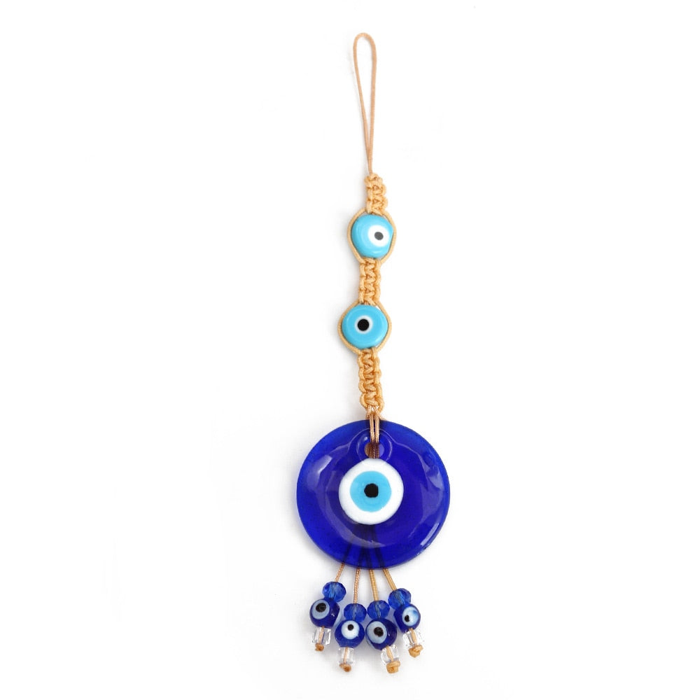 Chic Glass Evil Eye Beaded Pendant: Boho Elegance for Home & On-the-Go
