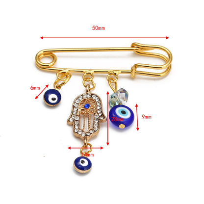 Elegant Geometric Turkish Evil Eye Brooches for Trendy Women - Gold and Silver Color Options