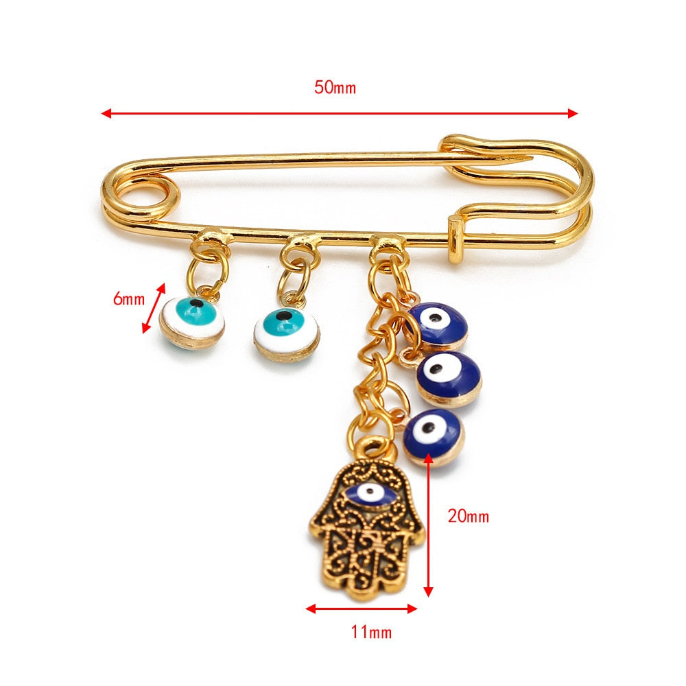 Elegant Geometric Turkish Evil Eye Brooches for Trendy Women - Gold and Silver Color Options