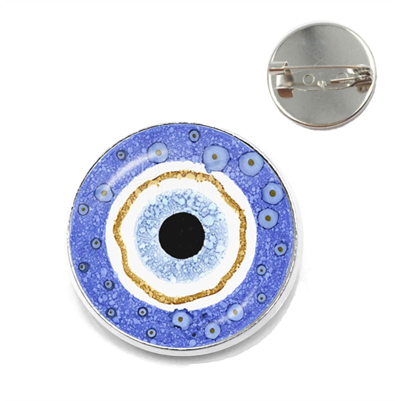 Evil Eye Gallery Exclusive: Unisex Round Evil Eye Brooch with Zinc Alloy – Ideal Fashion Gift