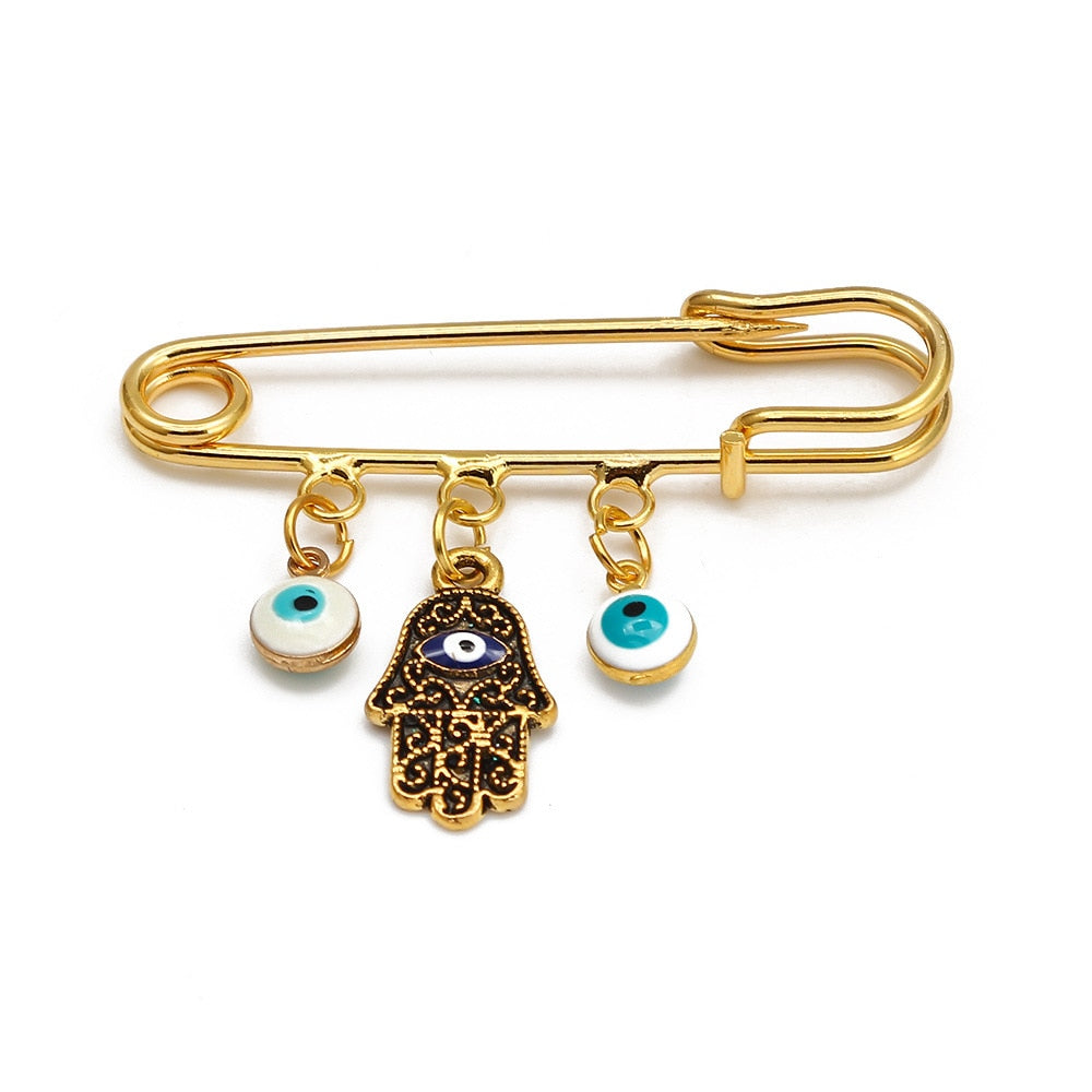 Elegant Geometric Turkish Evil Eye Brooches for Trendy Women - Gold and Silver Color Options